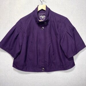 Apt 9 Cropped Jacket Womens XL Boxy Purple High Collar Textured
